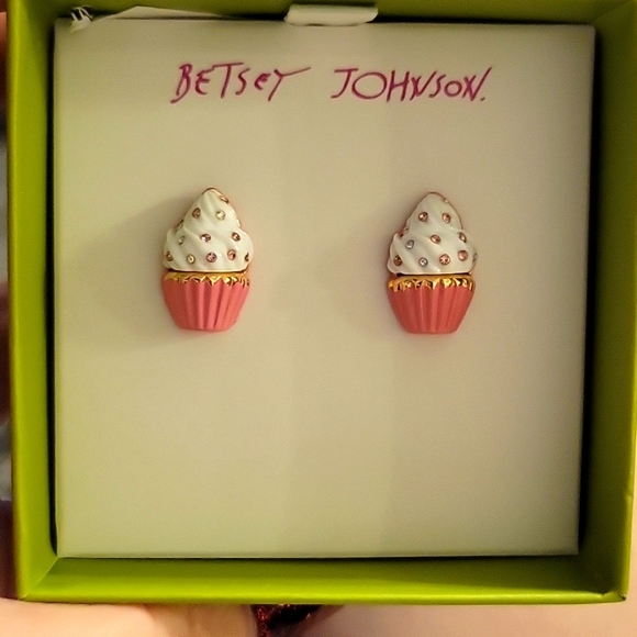 Betsey Johnson Jewelry - Betsey Johnson Pink Cupcake Earrings